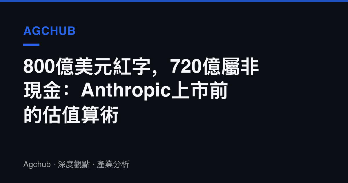 800億美元紅字，720億屬非現金：Anthropic上市前的估值算術