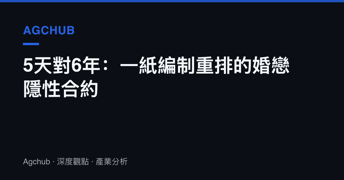 5天對6年：一紙編制重排的婚戀隱性合約