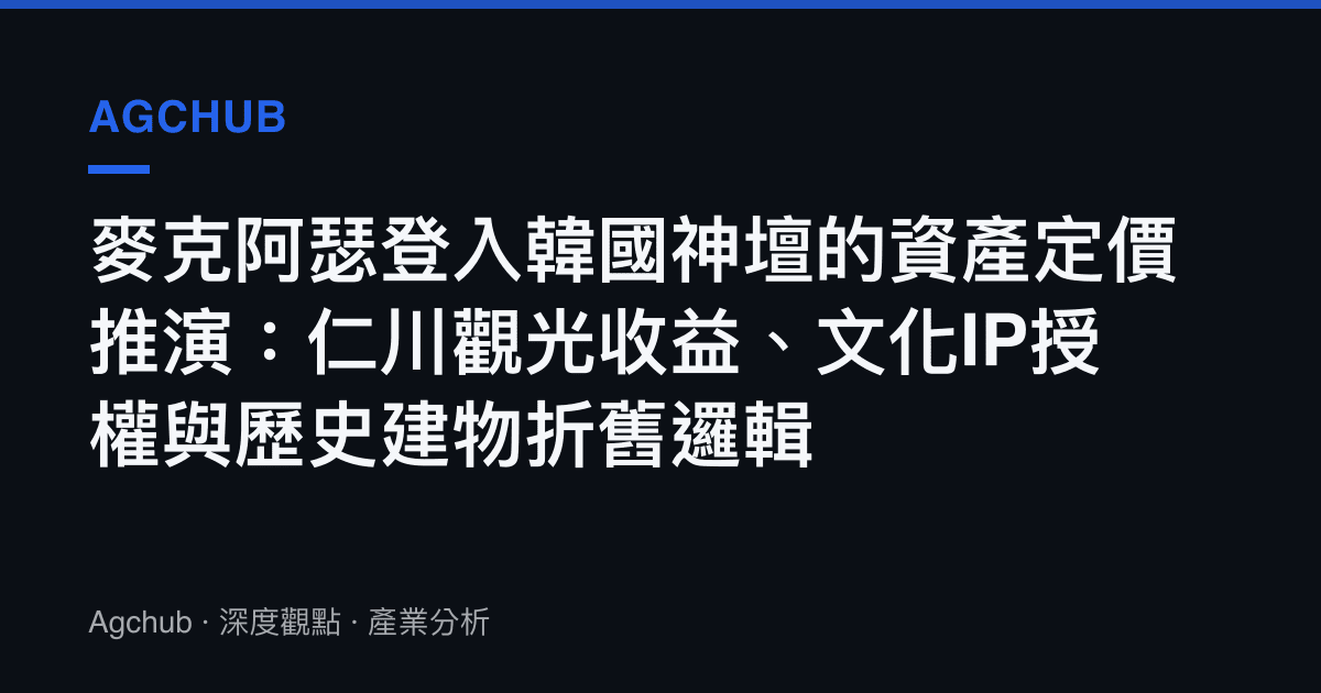 麥克阿瑟登入韓國神壇的資產定價推演：仁川觀光收益、文化IP授權與歷史建物折舊邏輯