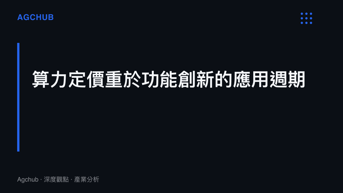 區塊圖卡說明在目前的應用開發週期中，算力基礎設施的定價與成本管控已成為比功能創新更關鍵的競爭要素
