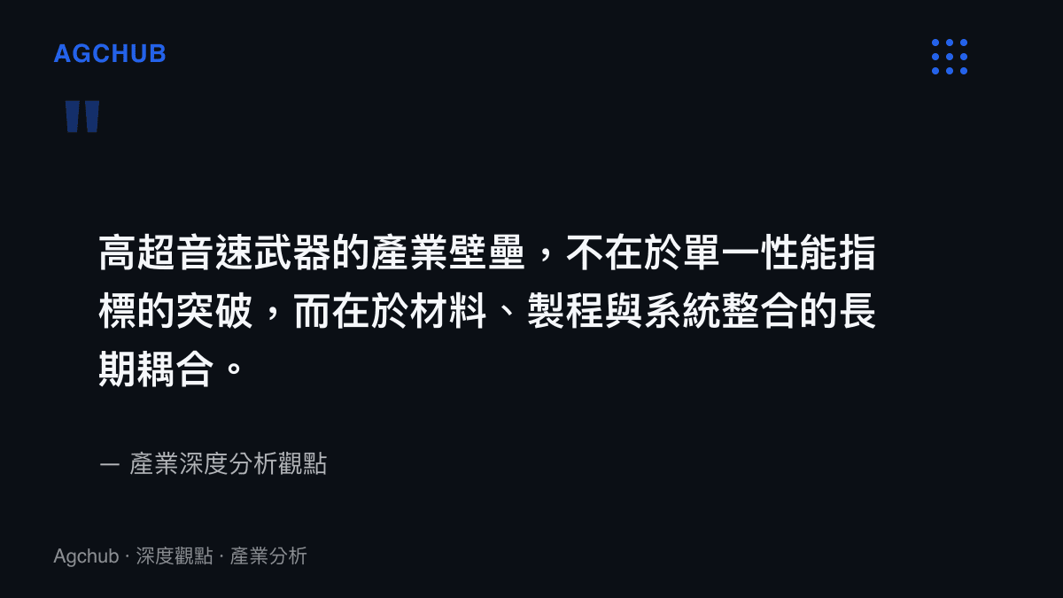 總結高超音速武器產業壁壘來源的引述圖卡