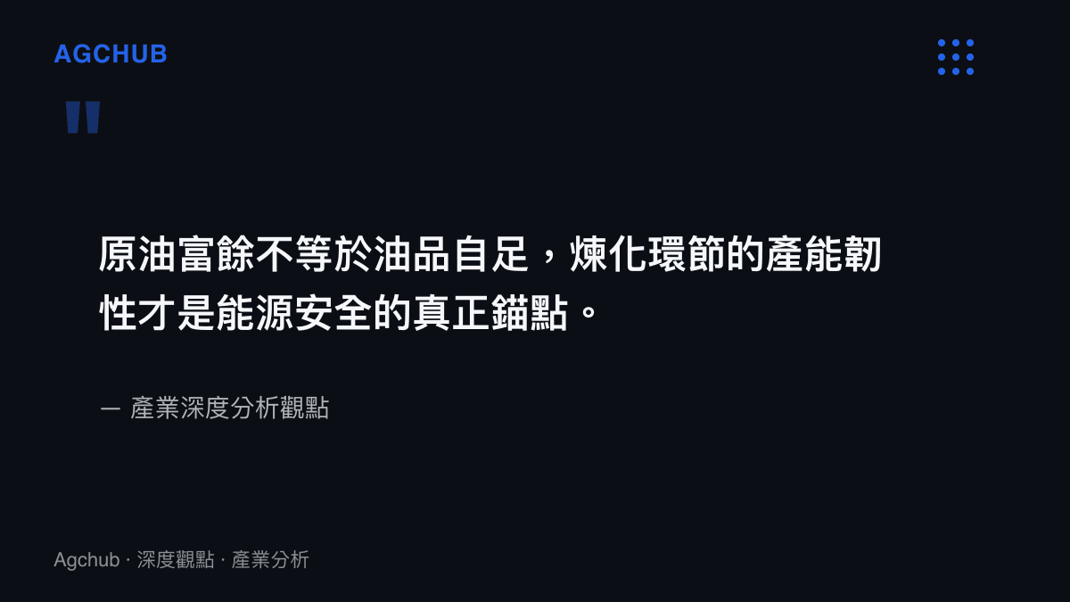 煉化產能韌性與能源安全關係的產業觀點引述