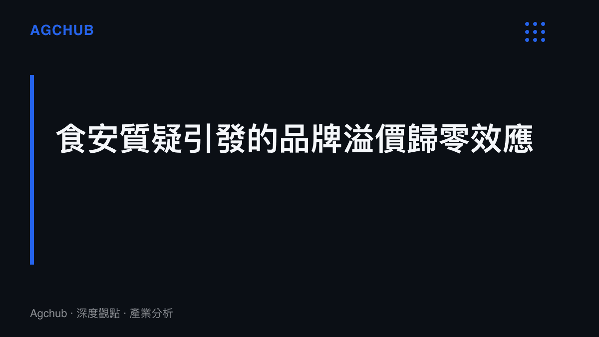段落標題卡片呈現食品安全質疑將導致品牌溢價瞬間消失並回歸大宗商品定價
