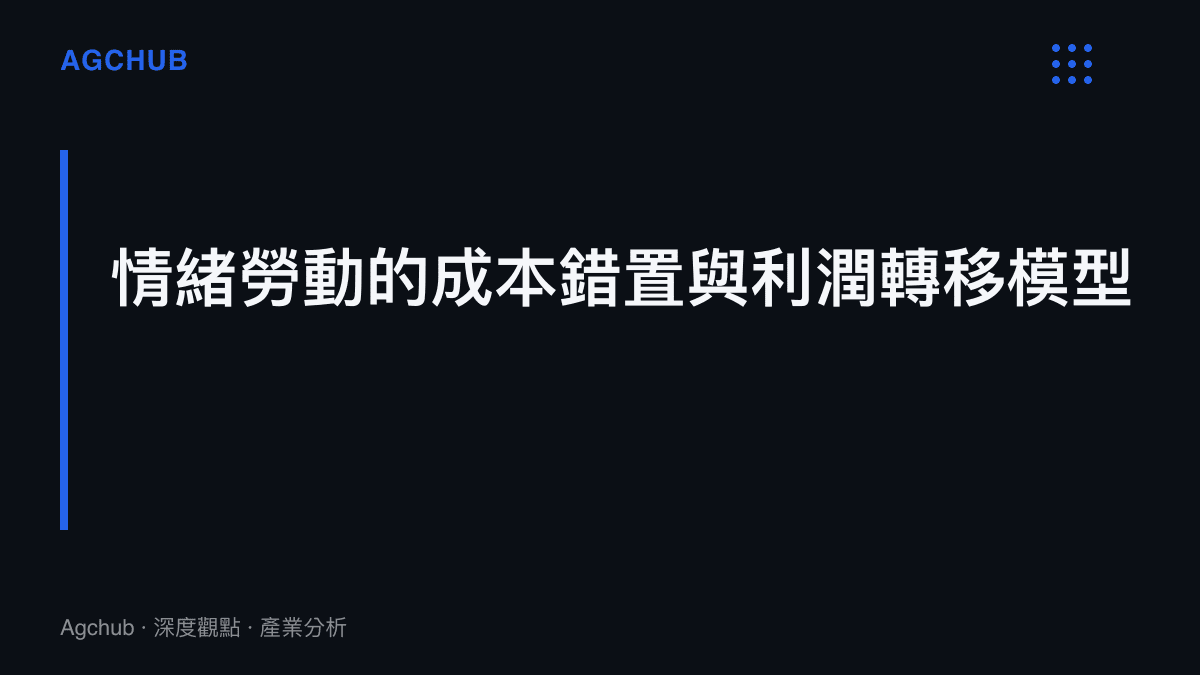 圖卡呈現連鎖服務業人事成本僅佔營收兩成，且基層人員領取固定時薪，其創造的情緒價值利潤全數轉移至企業端的結構。