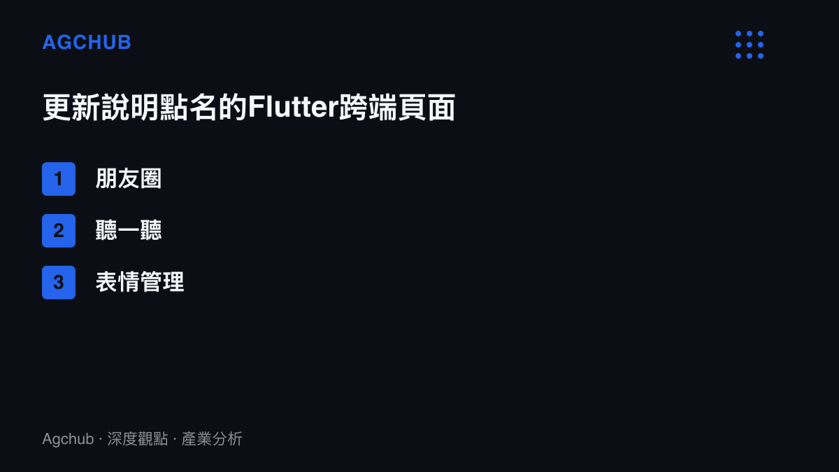清單圖卡列出微信鴻蒙版8.0.23.32更新說明中點名採用Flutter跨端框架的三個頁面：朋友圈、聽一聽與表情管理